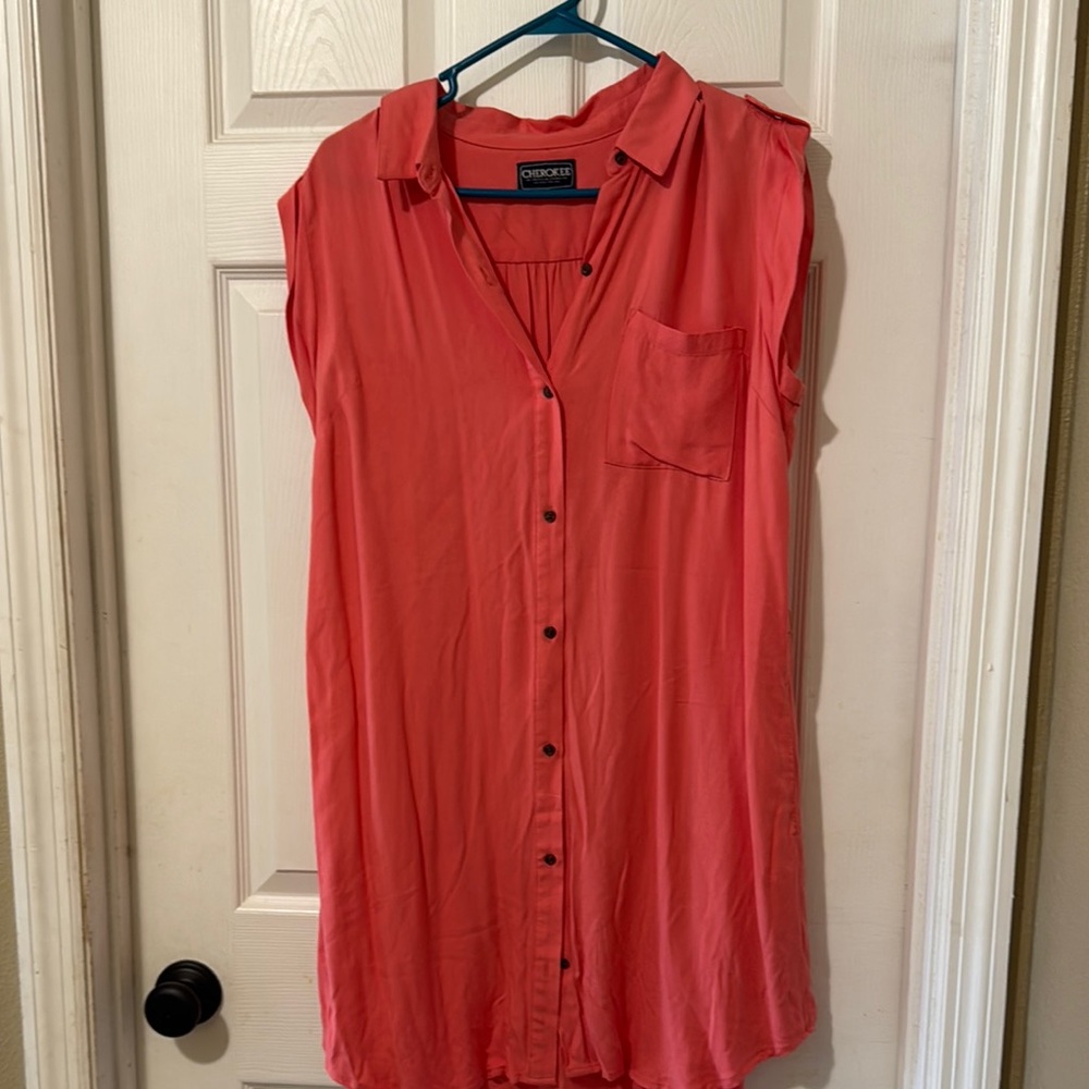 Old Navy Coral Button-Down Sleeveless Shirt